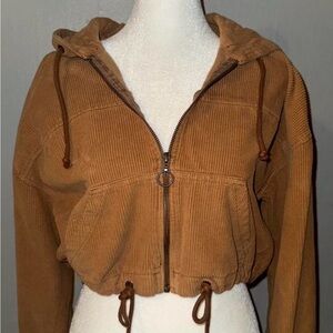 Hollister Tan Brown Corduroy Cropped Utility Jacket